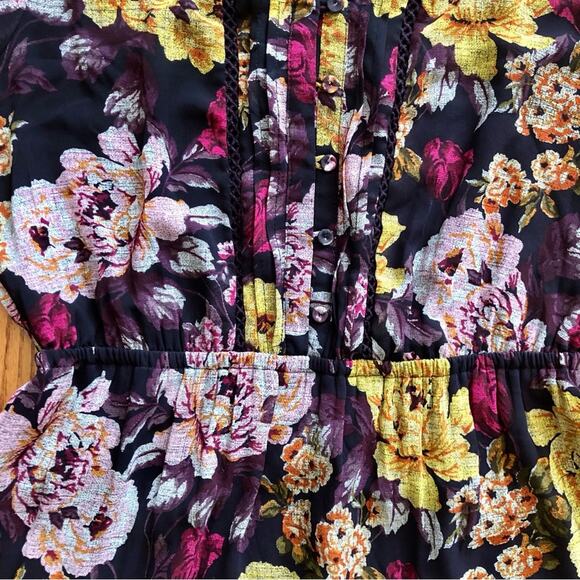 DR2 Floral Lined Sleeveless Belted Elasticized Waist Maroon Dress Women’s Size S - Picture 5 of 13